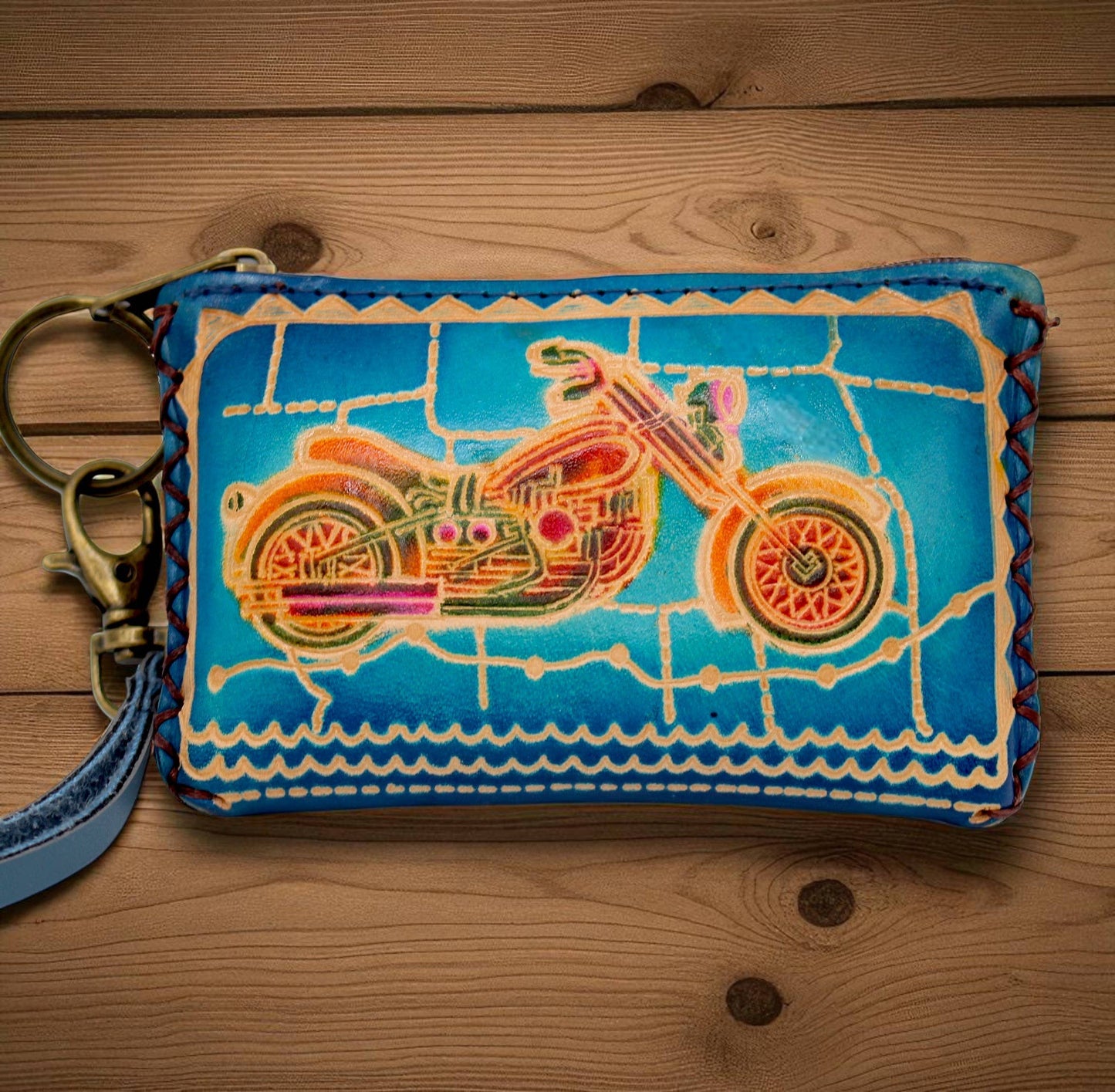 Handmade Leather Route 66 Coin Purse