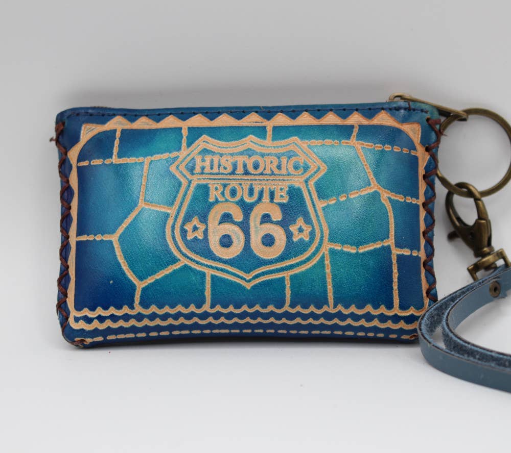 Handmade Leather Route 66 Coin Purse
