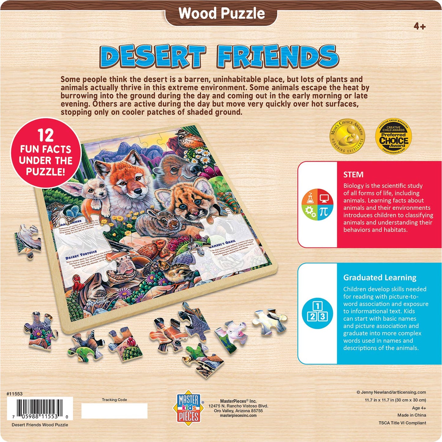 Wood Fun Facts Desert Friends 48 Piece Wood Puzzle