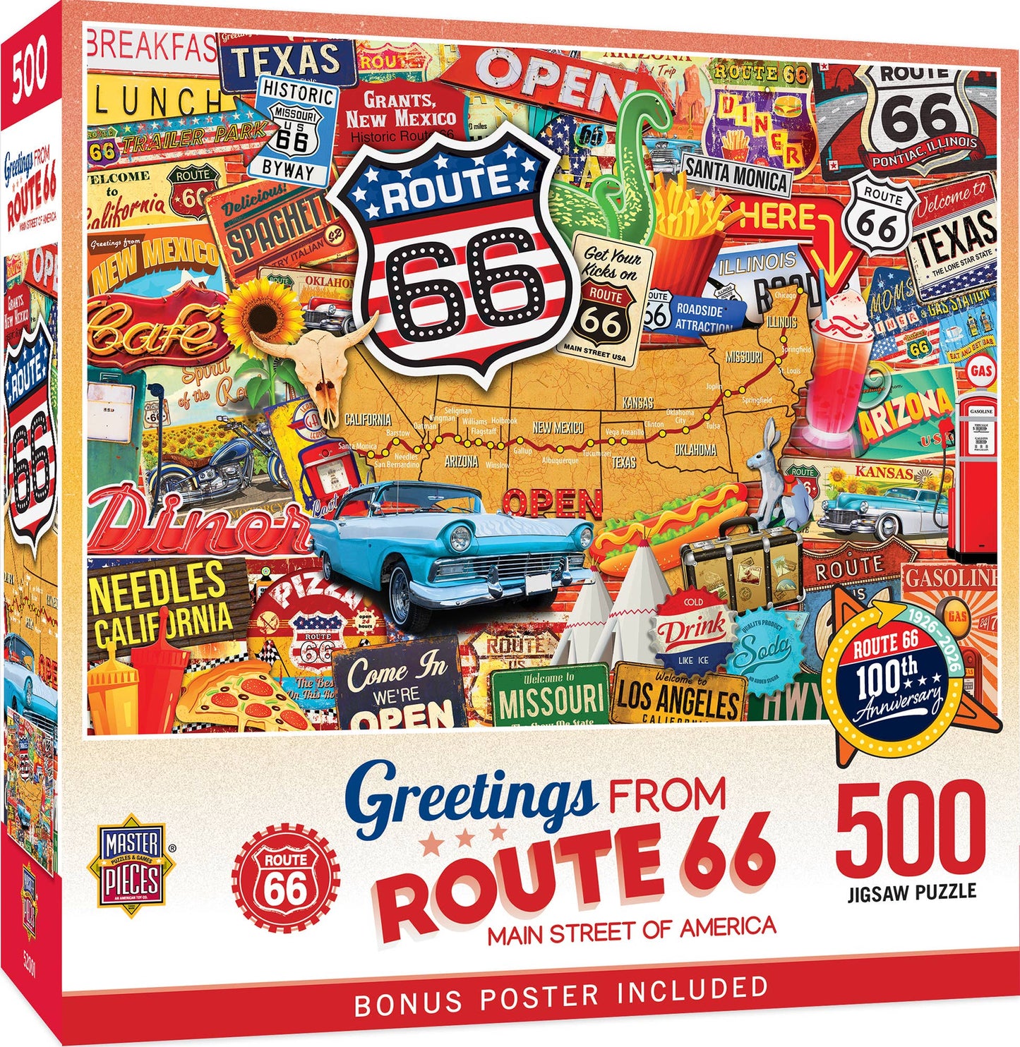 Greetings From Route 66 500 Piece Jigsaw Puzzle