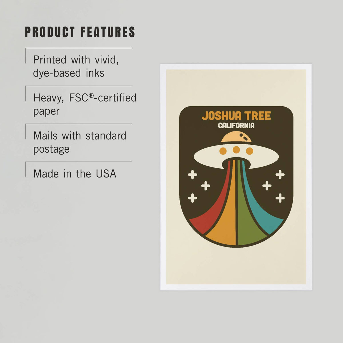 Joshua Tree California Vector UFO Postcard
