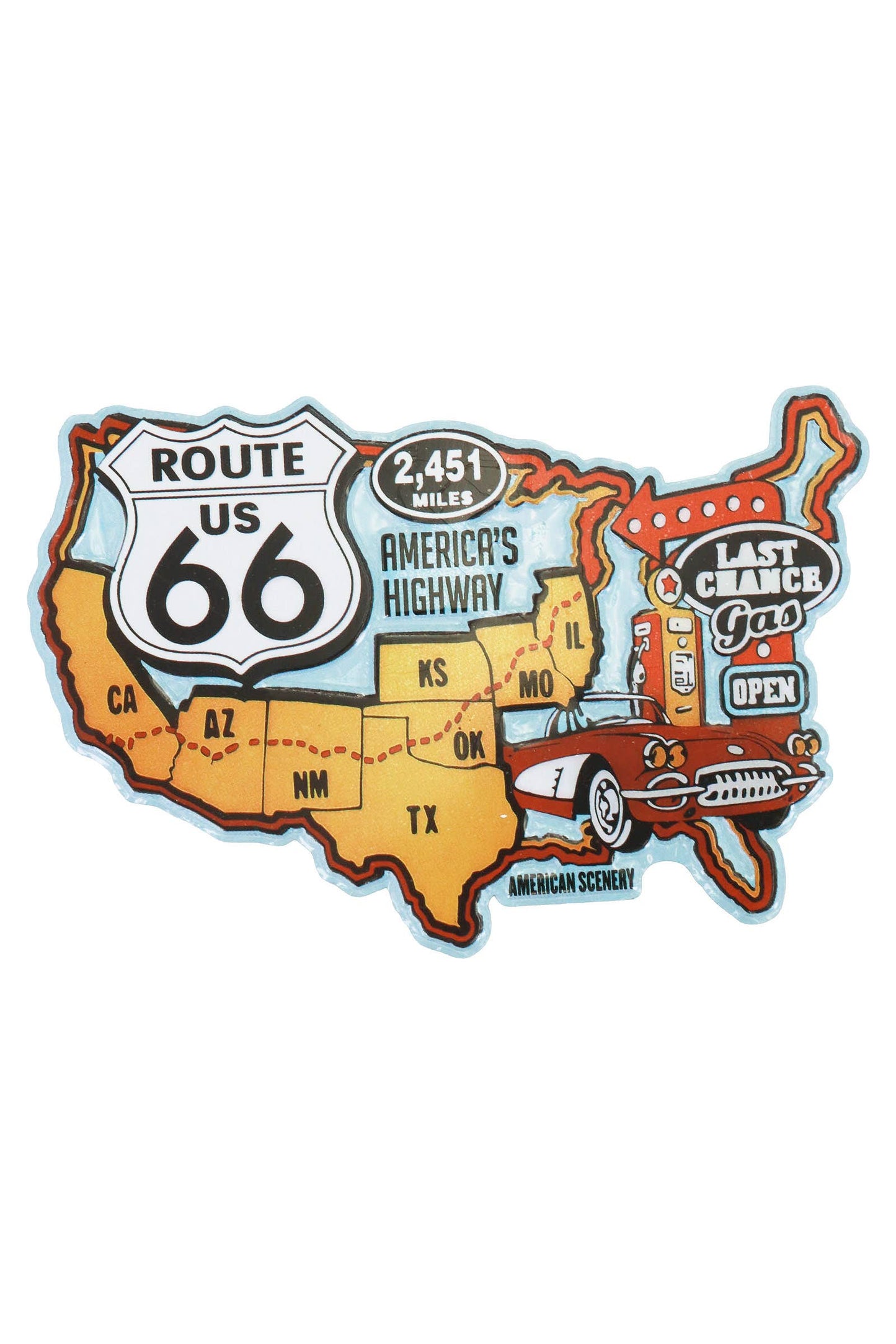 Historic Route 66 Highway Road Map Magnets