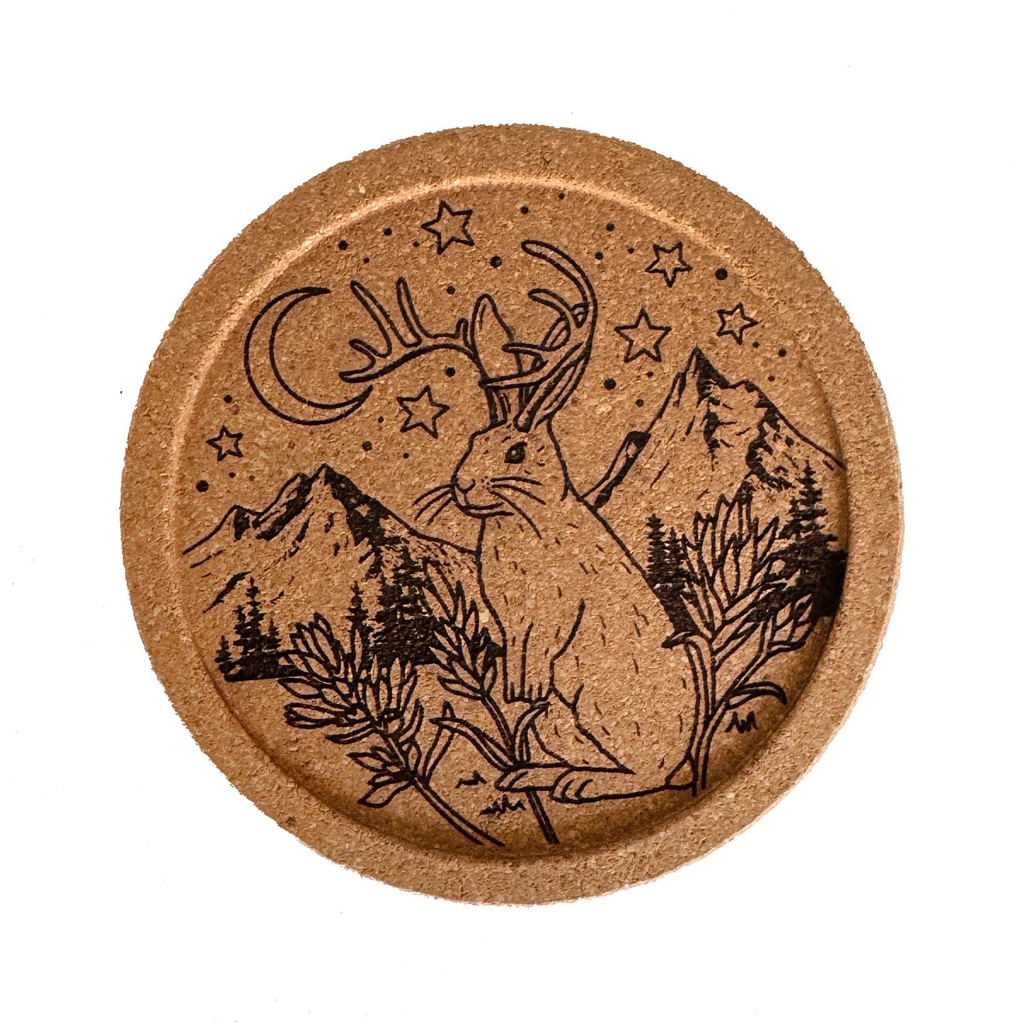 Jackalope Engraved Cork Coaster