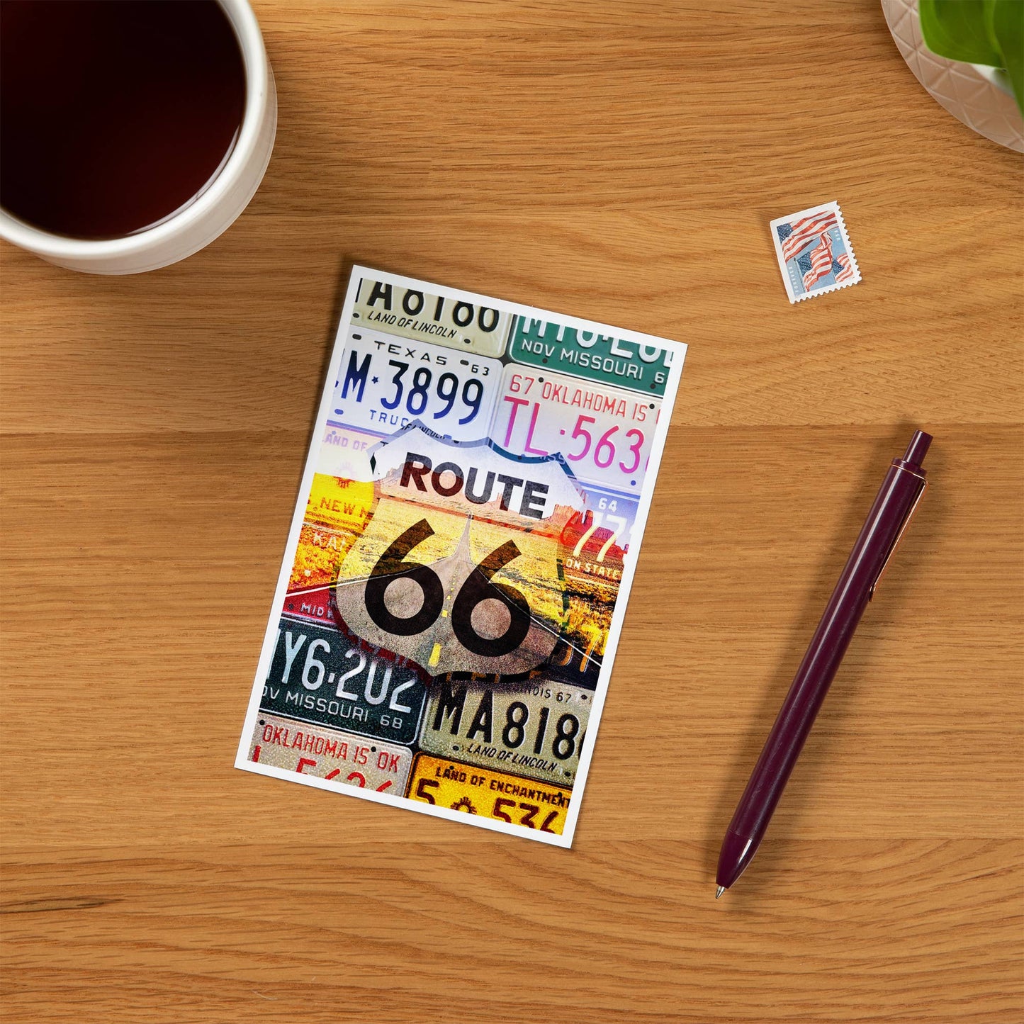 Route 66 License Plates Postcard