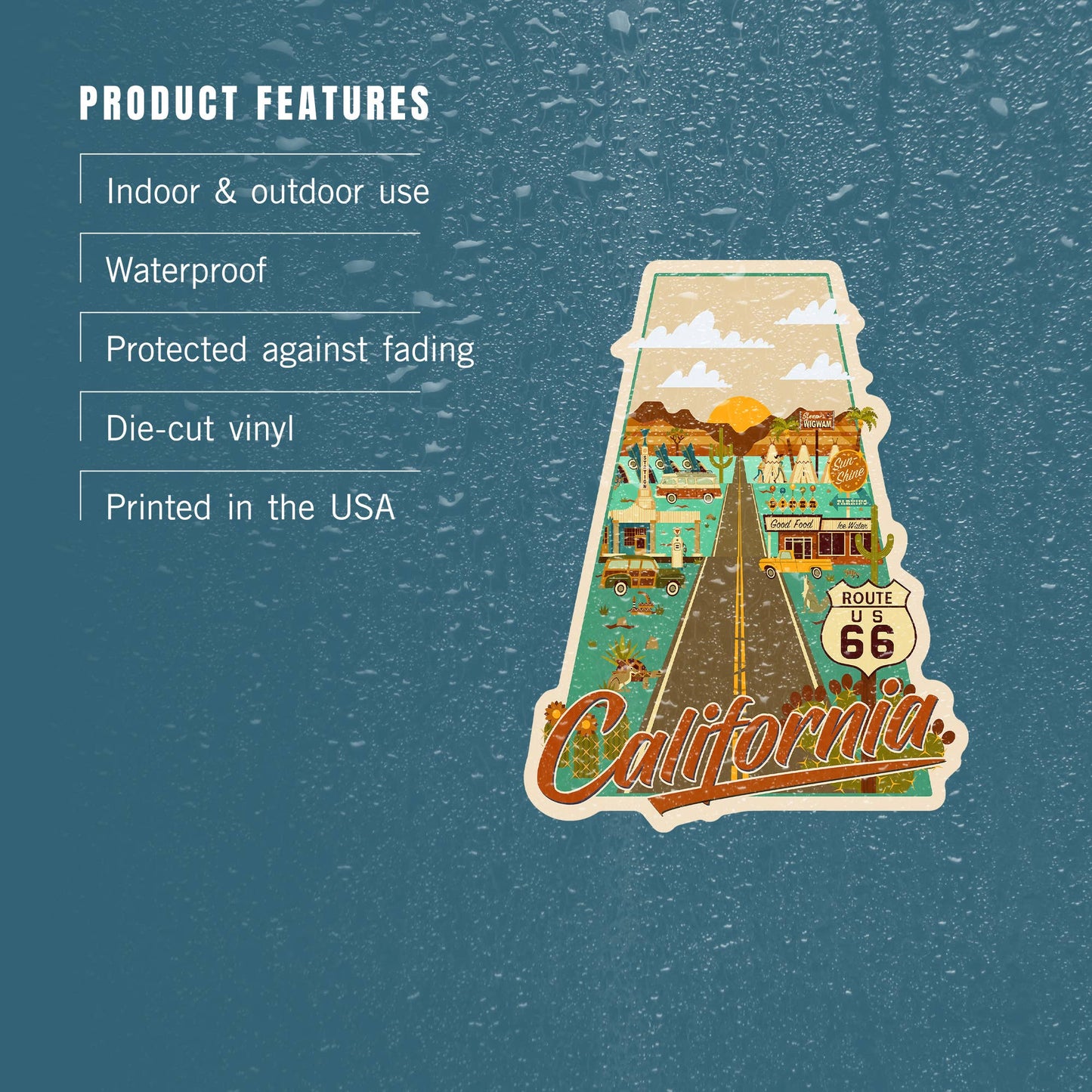 California Route 66 Geometric Sticker