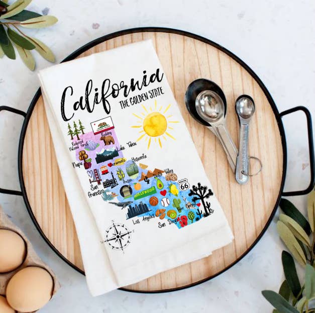 California State Map Cotton Tea Towel