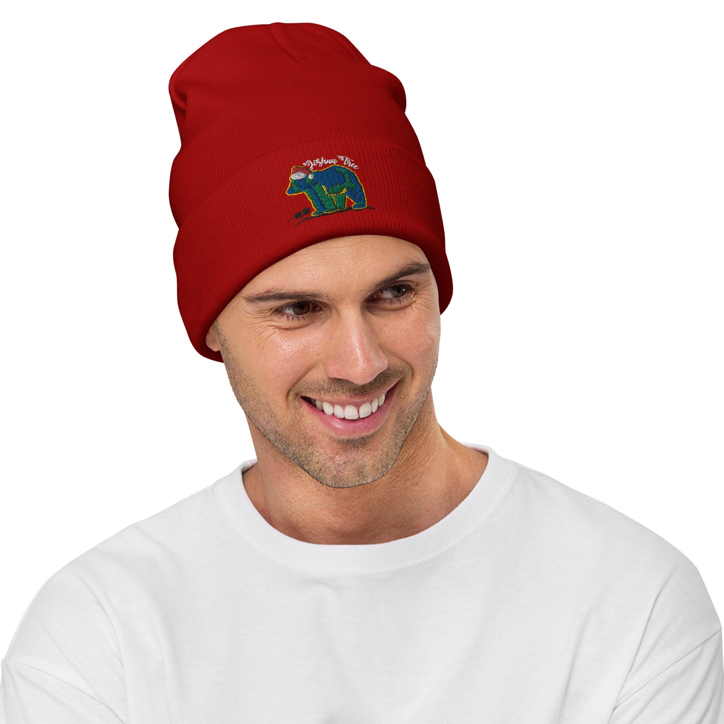 California Bear Embroidered Beanie, Red