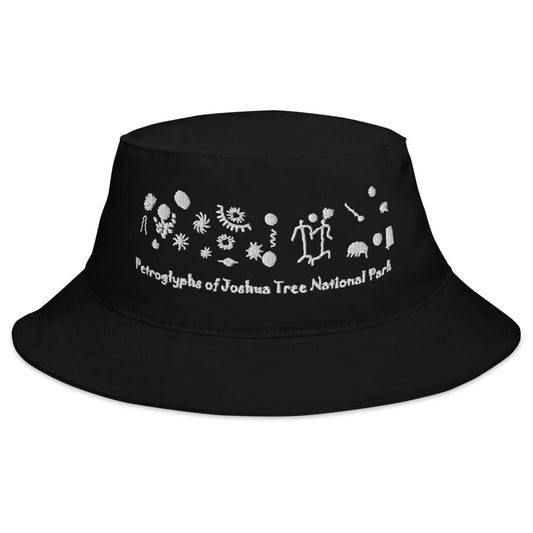 Black Bucket Hat Featuring Petroglyphs of Joshua Tree National Park