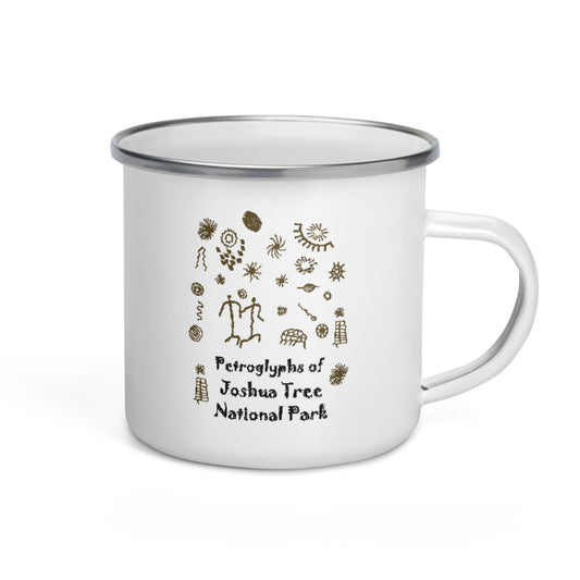 Enamel Mug Featuring the Petroglyphs of Joshua Tree National Park