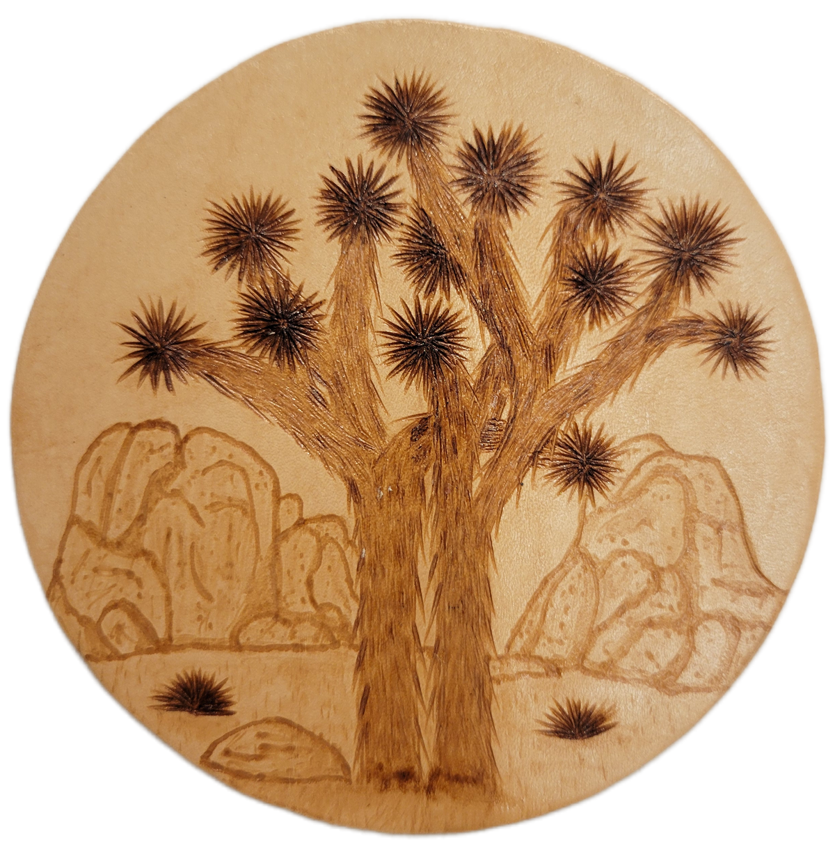 Joshua Tree Leather Pyrography Magnets
