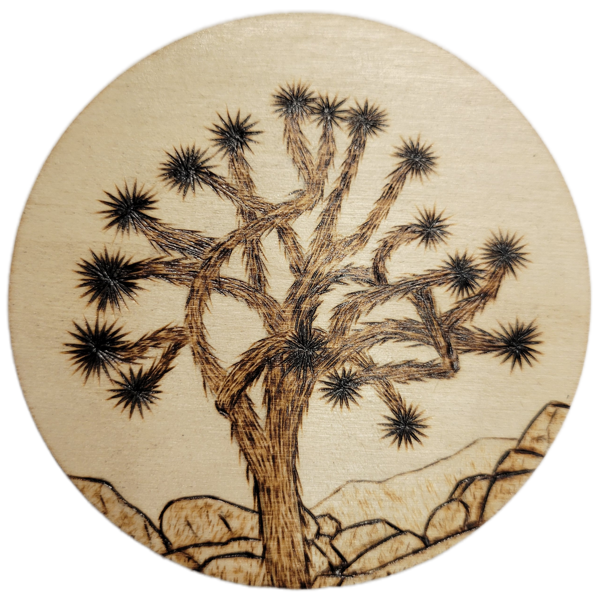 Joshua Tree Wood Pyrography Magnets