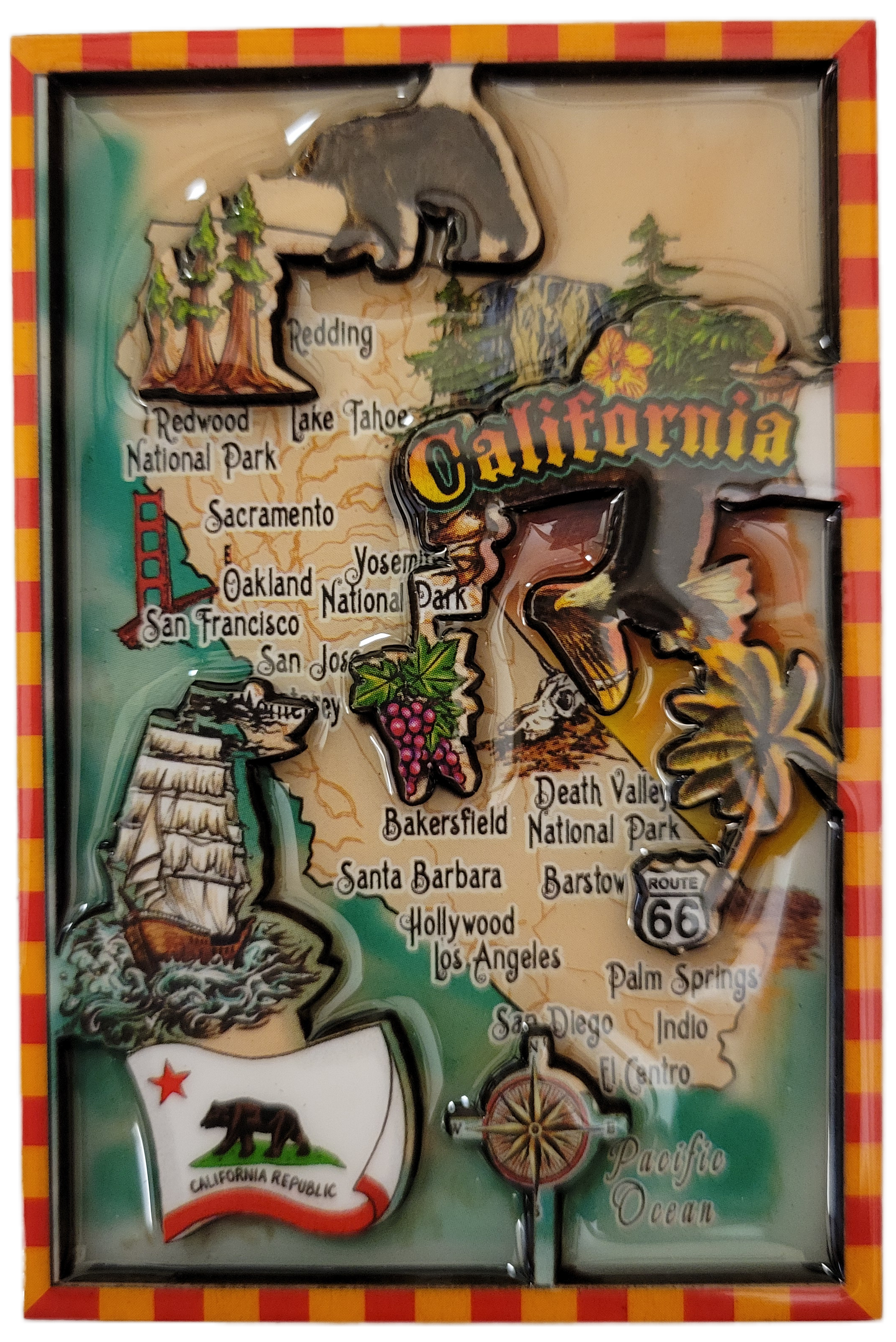 California 2D Map Epoxy Magnet