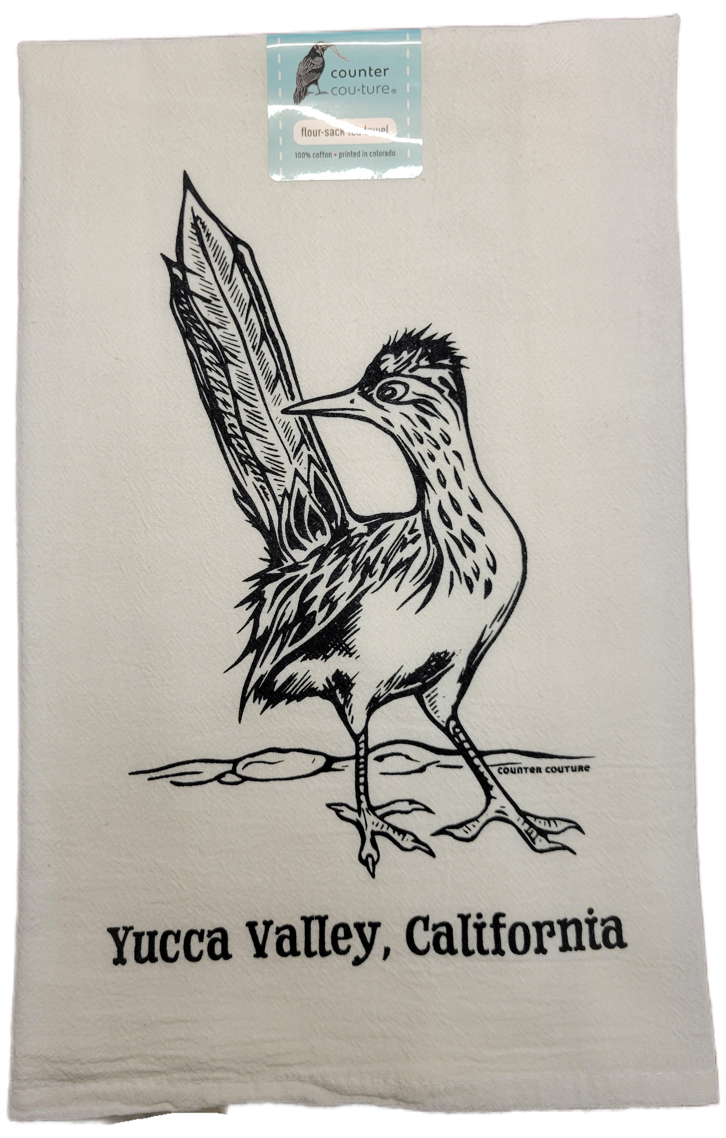 Yucca Valley California Roadrunner Tea Towel