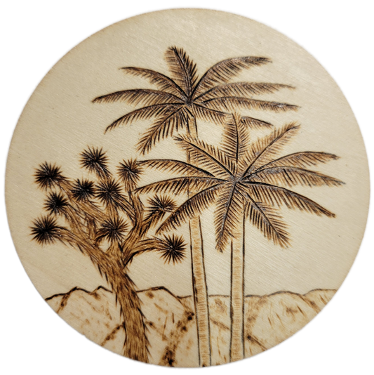 Joshua Tree Wood Pyrography Magnets