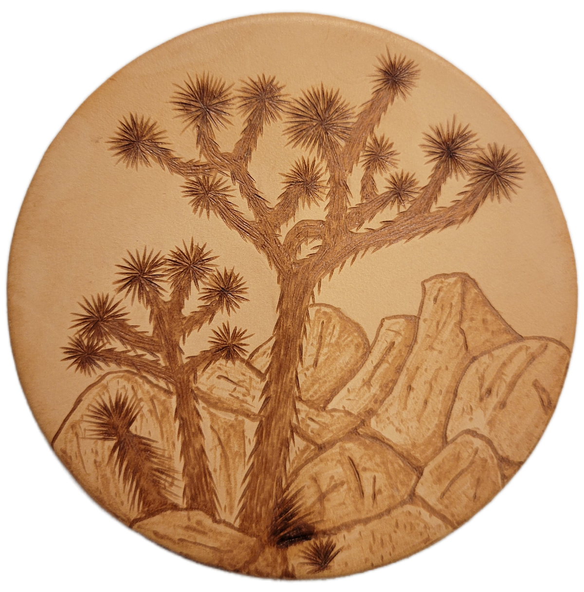 Joshua Tree Leather Pyrography Magnets