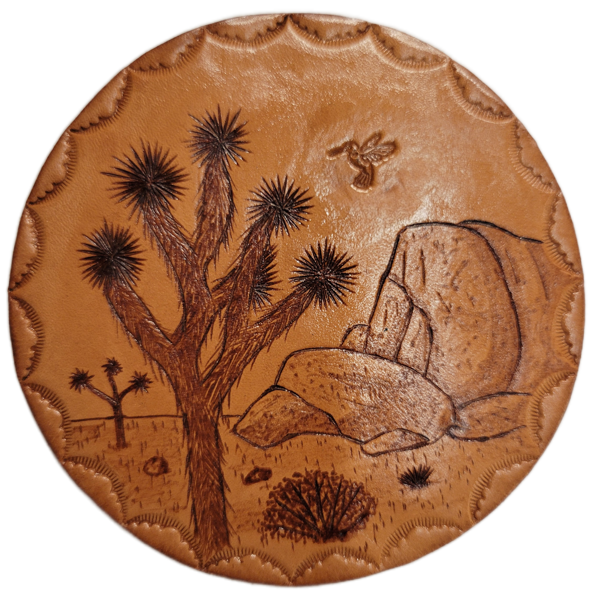 Joshua Tree Leather Pyrography Magnets
