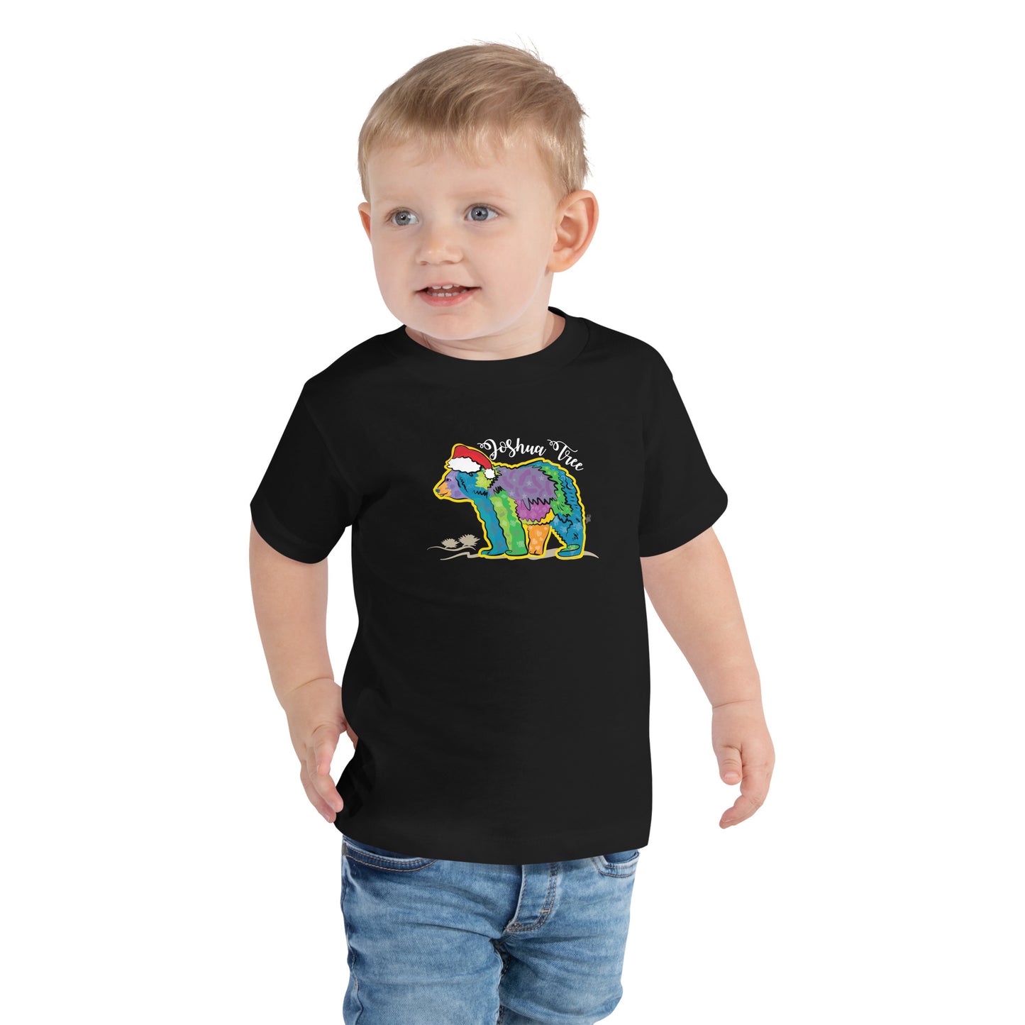 California Bear with Santa Hat Toddler Short Sleeve Tee (in 2 colors)