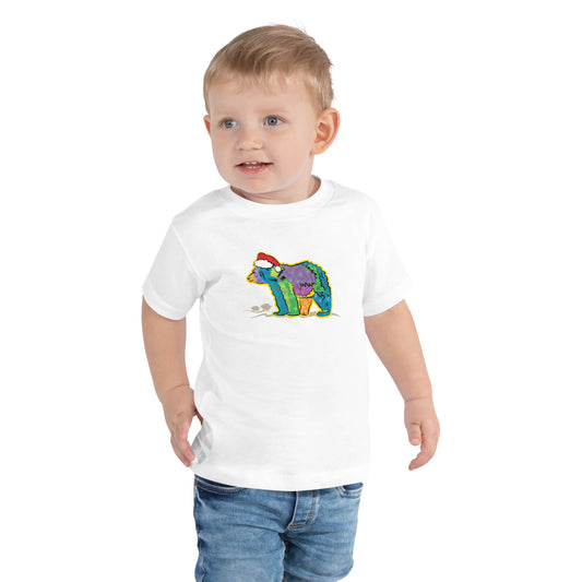 California Bear with Santa Hat Toddler Short Sleeve Tee (in 2 colors)