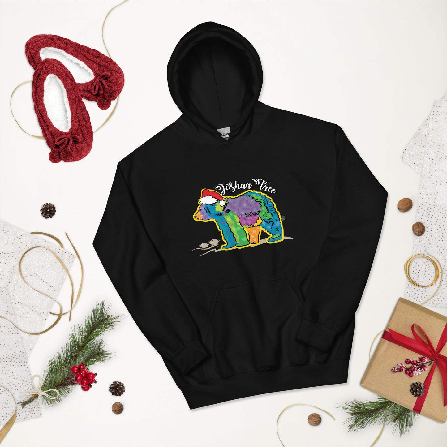 California Bear with Santa Hat Unisex Hoodie (in 4 colors)