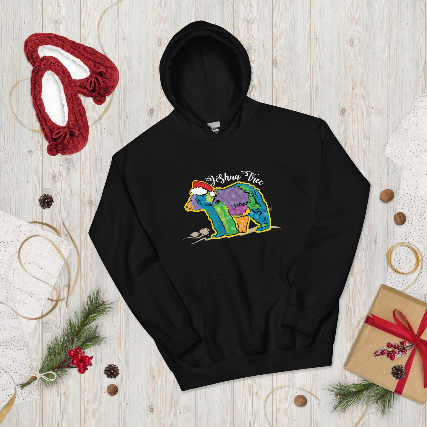 California Bear with Santa Hat Unisex Hoodie (in 4 colors)