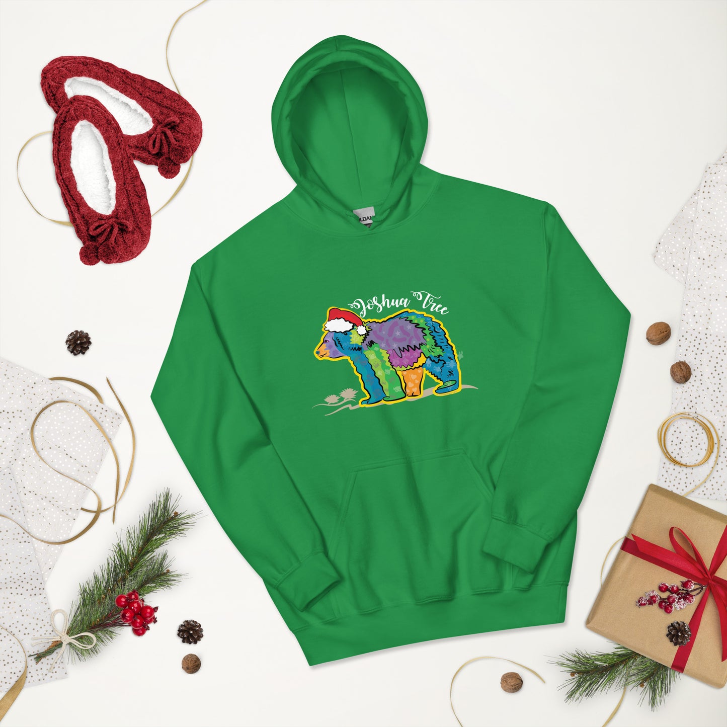 California Bear with Santa Hat Unisex Hoodie (in 4 colors)