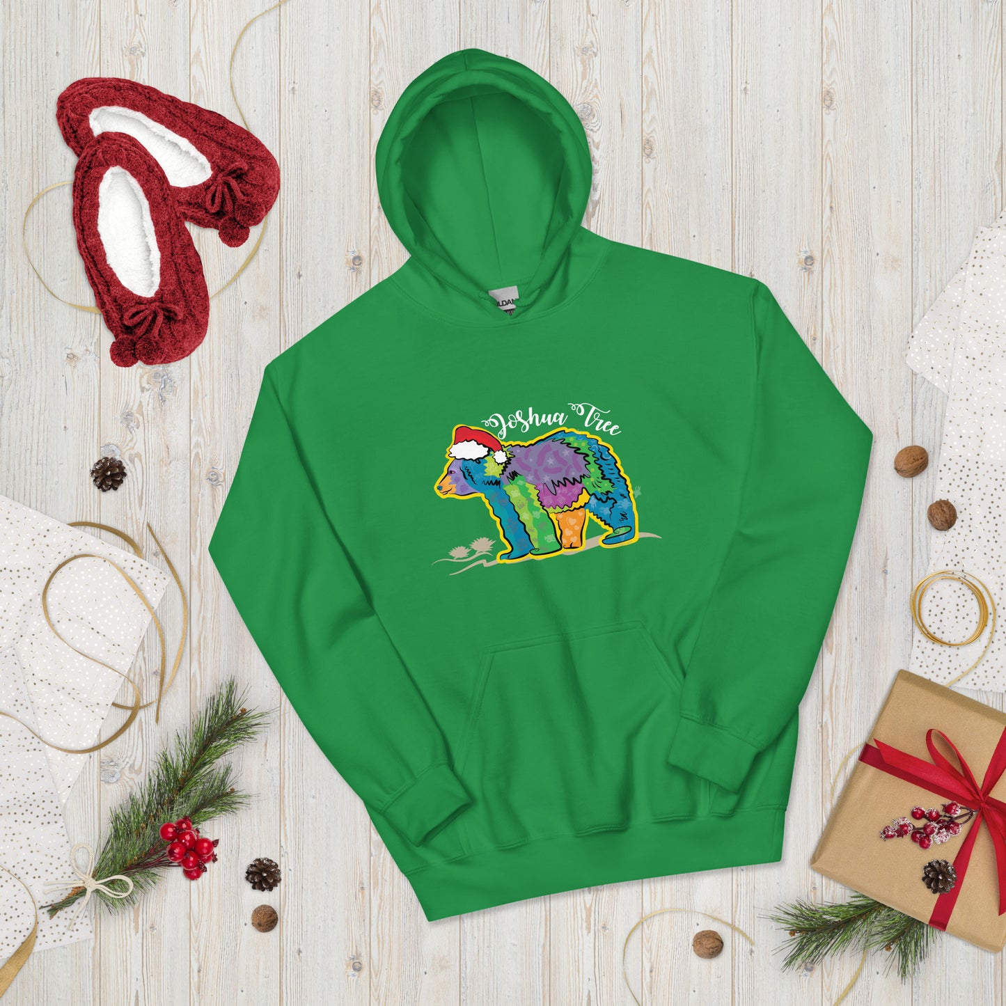 California Bear with Santa Hat Unisex Hoodie (in 4 colors)