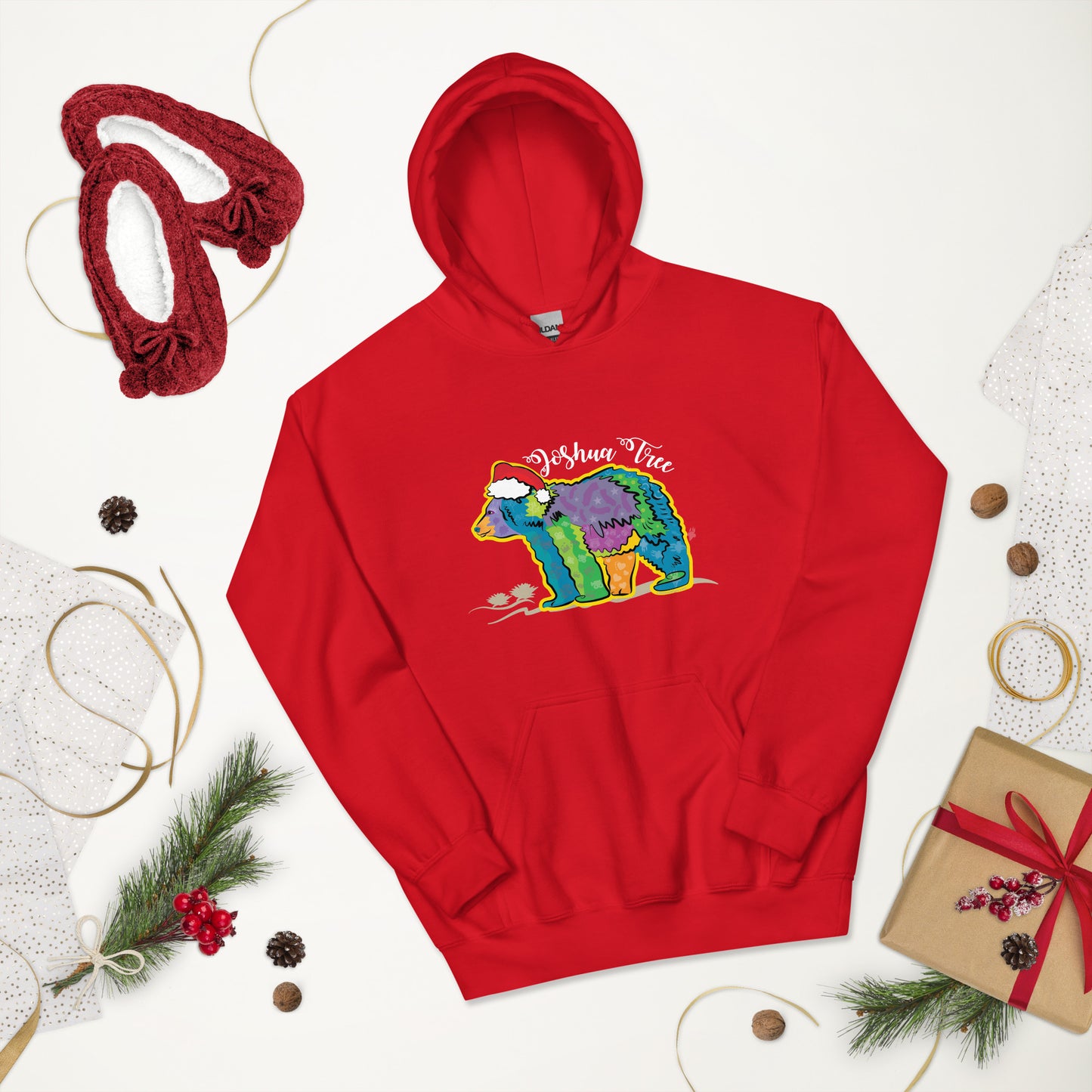 California Bear with Santa Hat Unisex Hoodie (in 4 colors)