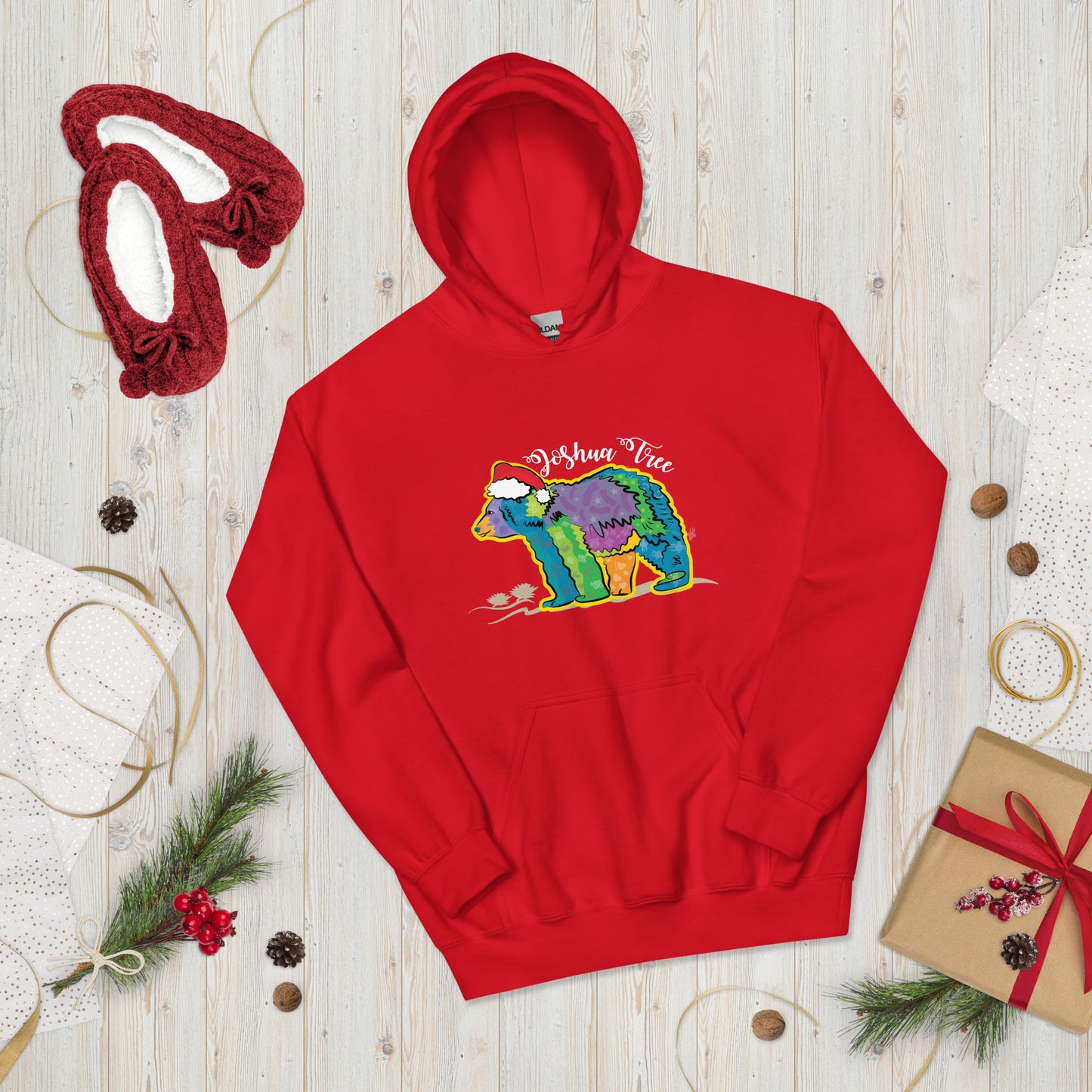 California Bear with Santa Hat Unisex Hoodie (in 4 colors)