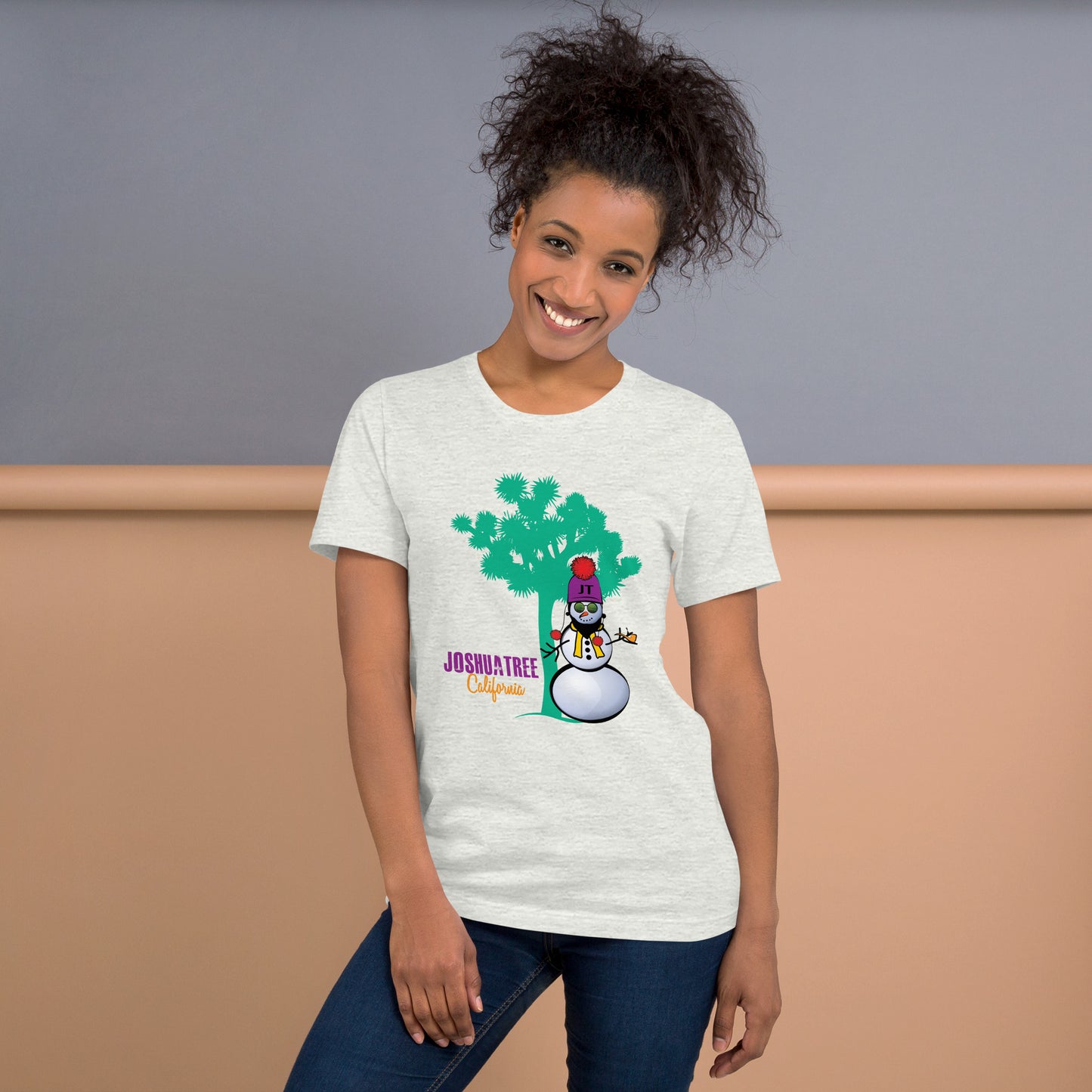 Joshua Tree Snowman Short-Sleeve Unisex Holiday T-Shirt (in multiple colors)