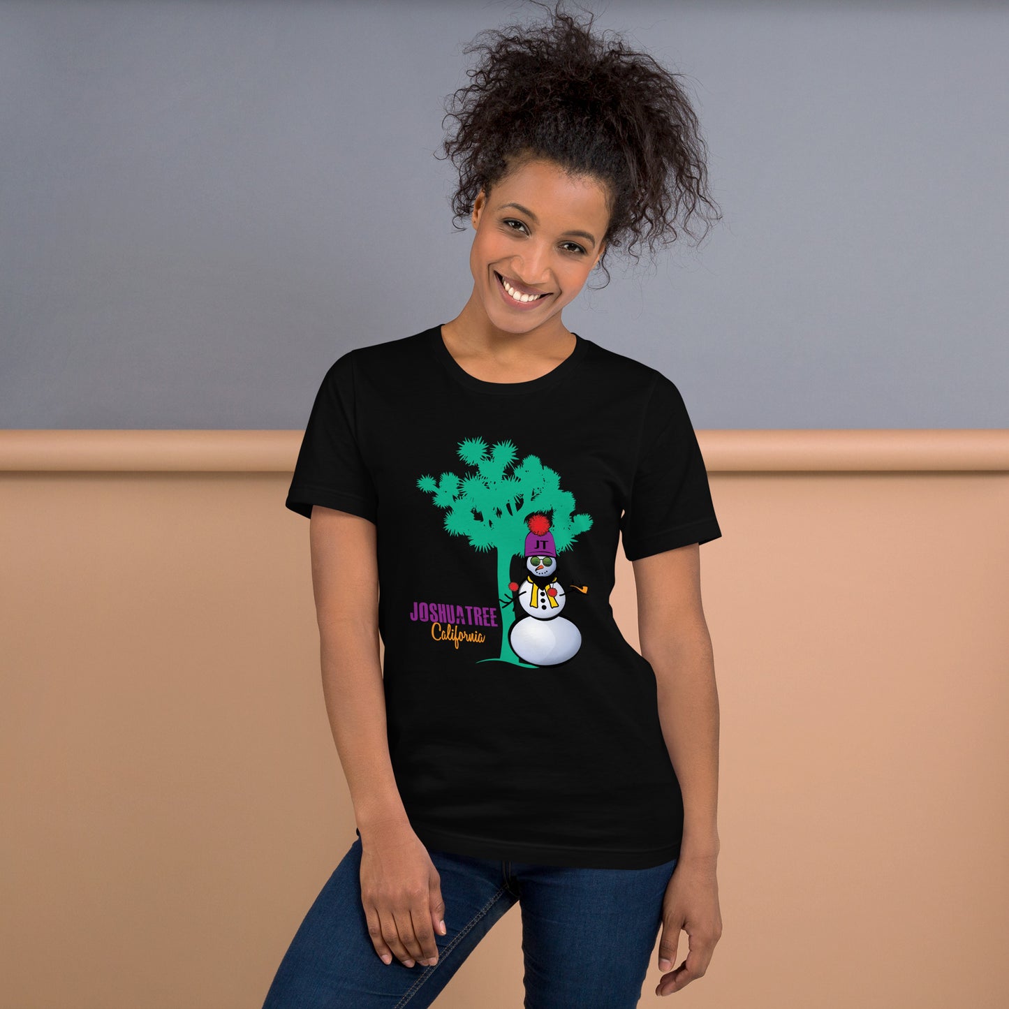 Joshua Tree Snowman Short-Sleeve Unisex Holiday T-Shirt (in multiple colors)