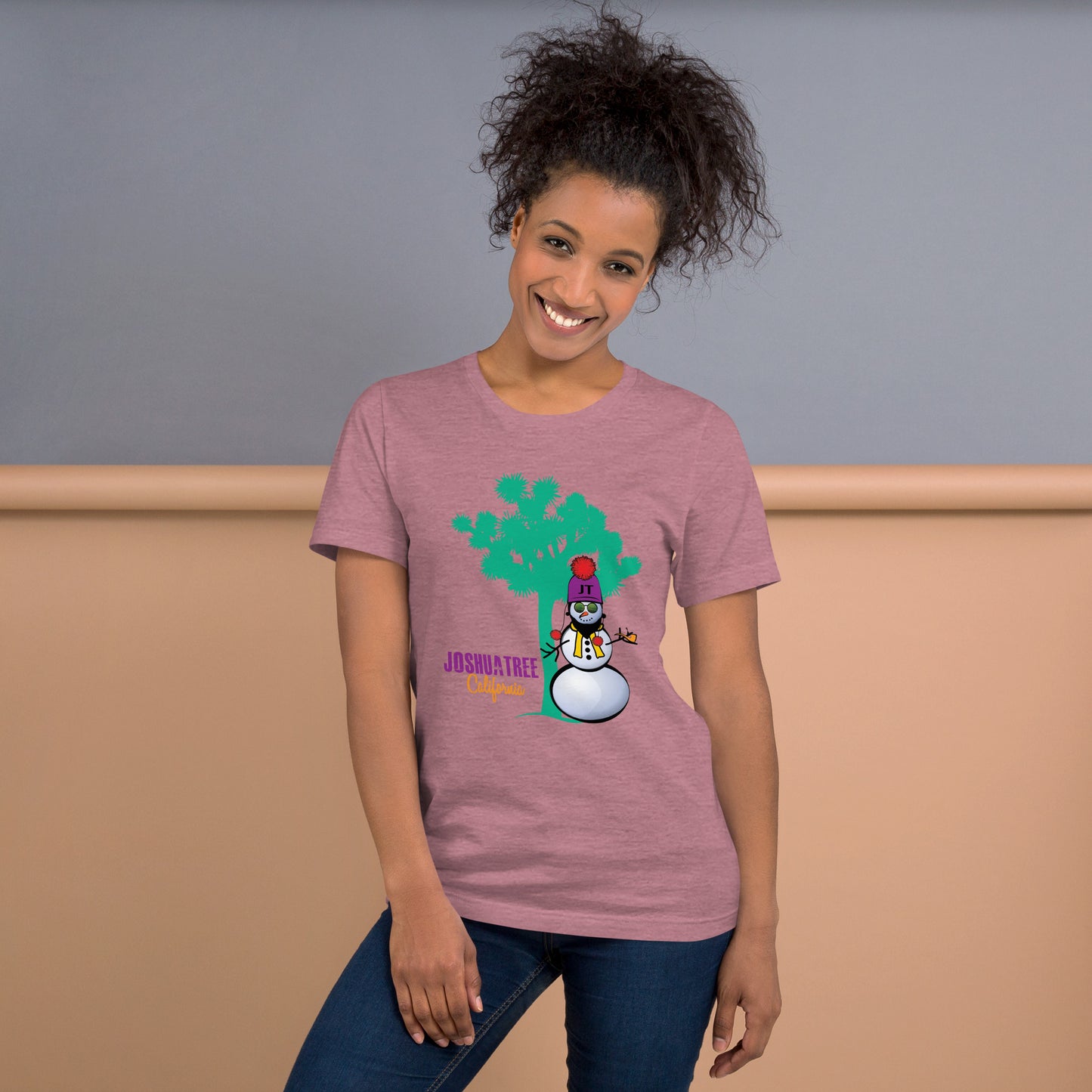 Joshua Tree Snowman Short-Sleeve Unisex Holiday T-Shirt (in multiple colors)