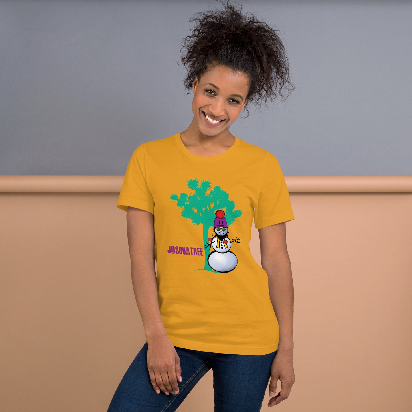 Joshua Tree Snowman Short-Sleeve Unisex Holiday T-Shirt (in multiple colors)